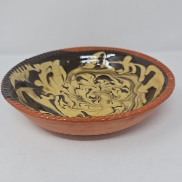 Vintage 1995 Colonial Williamsburg Redware Mocha Slipware Bowl 8" Terracotta - Picture 6 of 6
